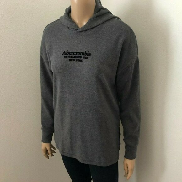 NWT Abercrombie Womens Cozy Logo Sweater Pullover Dark Gray - Picture 3 of 6